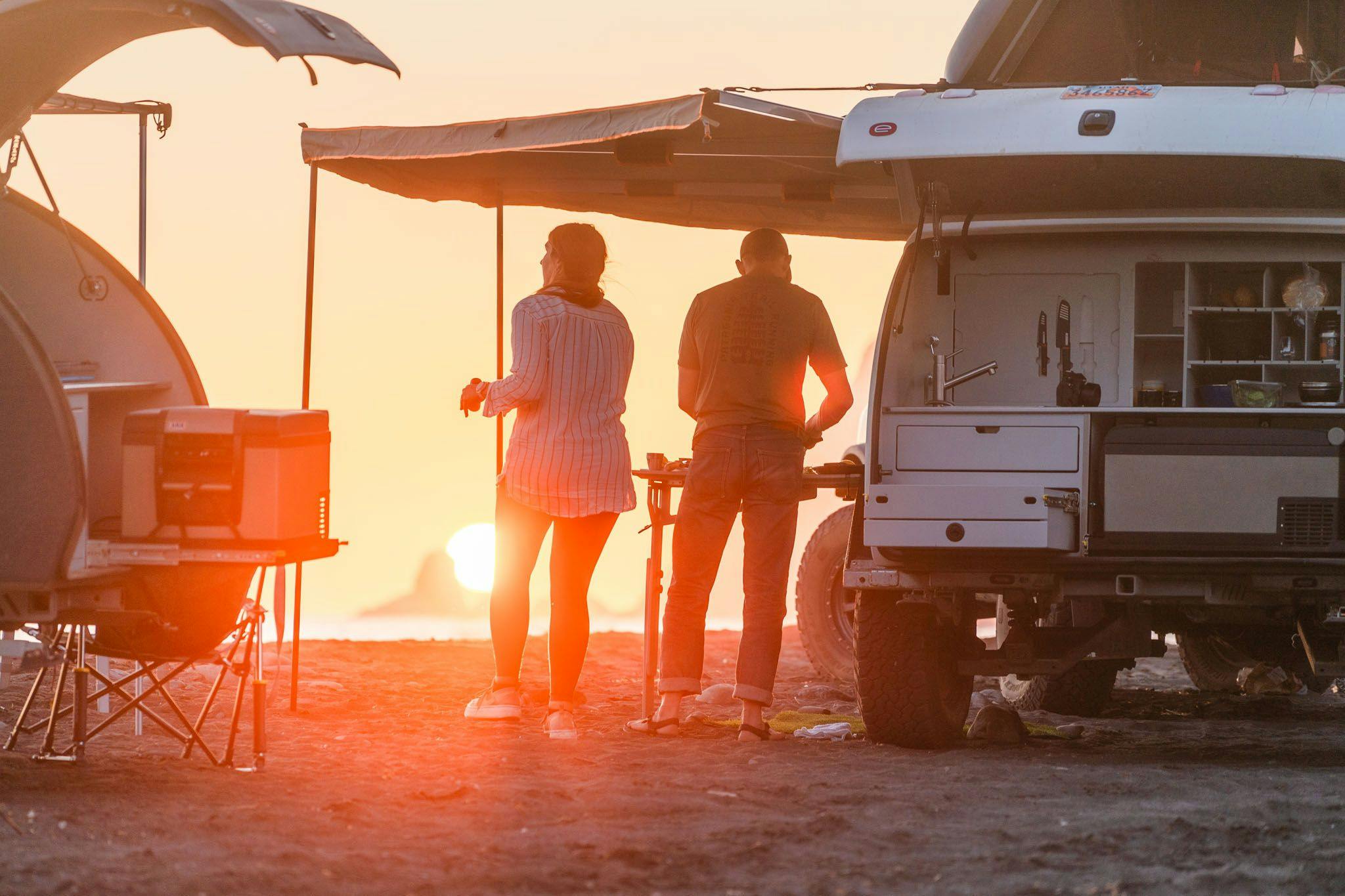 2 TOPO2 Voyagers parked on the beach