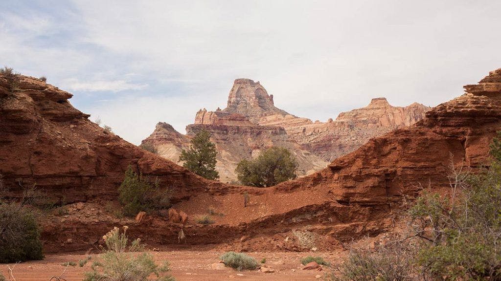 Red rocks with sagebrush in the San Rafael Swell.