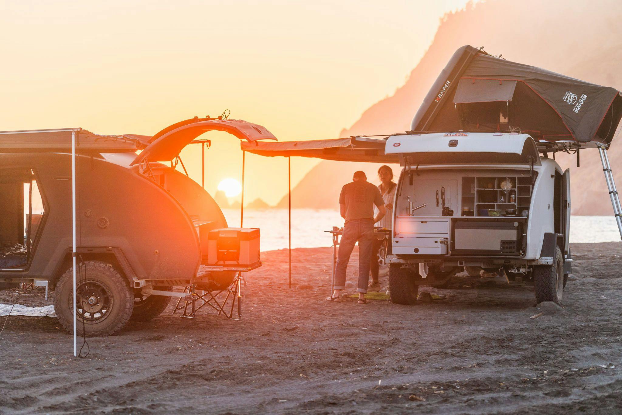 2 TOPO2 Voyagers parked on the beach